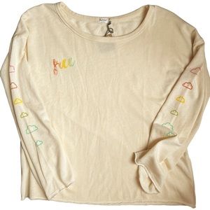 Hello Nite top women’s long sleeve oversized top relaxed sleep lounge cream S